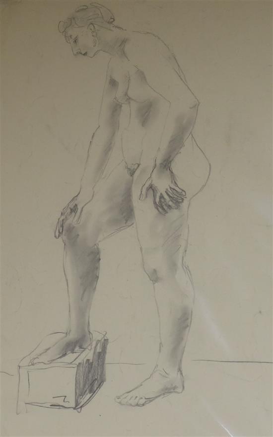 Hugo Dachinger (b.1908) Three pencil studies of nudes, mounted and unframed 55 x 42cm.